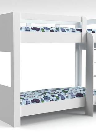 Ліжко двоповерхове розбірне + основа з ламелями тандем 1  1800х2080х880мм білий