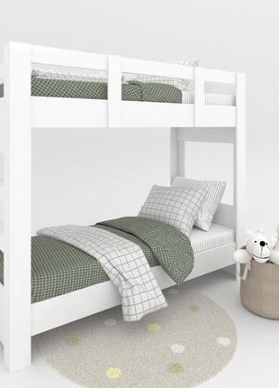 Ліжко двоповерхове розбірне з ламелями на дерев'яній основі тандем 2   1800х2064х866 мм білий