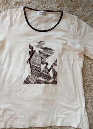 Натуральная футболка, вискоза, этно, картина2 фото