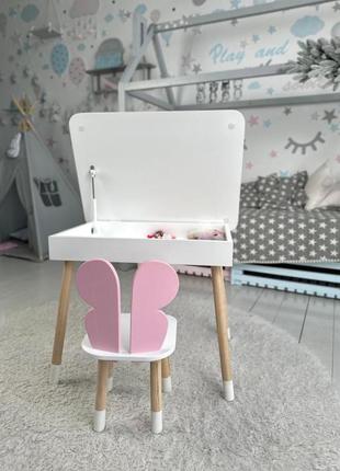 Детский столик и стульчик белый. столик с ящиком для карандашей и разукрашек9 фото