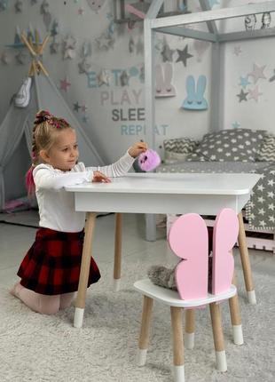 Детский столик и стульчик белый. столик с ящиком для карандашей и разукрашек7 фото