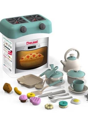 Игрвовой набор кухня-бокс doloni-toys 01480/1/2 (бирюзовый)