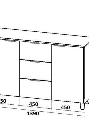 Комод хюгге з шухлядами і тумбами 800х1390х400 мм дуб тахо3 фото