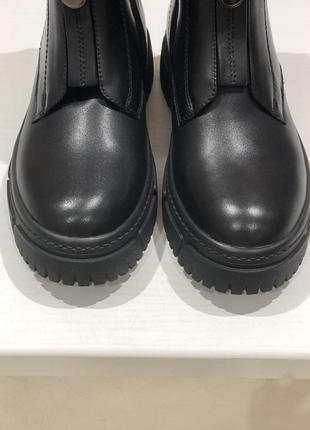 Жіночі зимові черевики чорні на платформі натуральна шкіра + цигейка al1002-7-h1923 polann 29704 фото