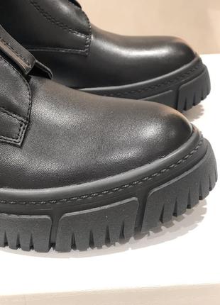 Жіночі зимові черевики чорні на платформі натуральна шкіра + цигейка al1002-7-h1923 polann 29705 фото