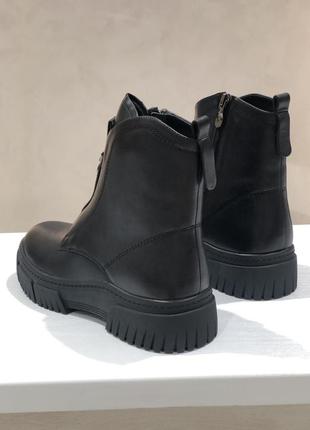 Жіночі зимові черевики чорні на платформі натуральна шкіра + цигейка al1002-7-h1923 polann 29702 фото