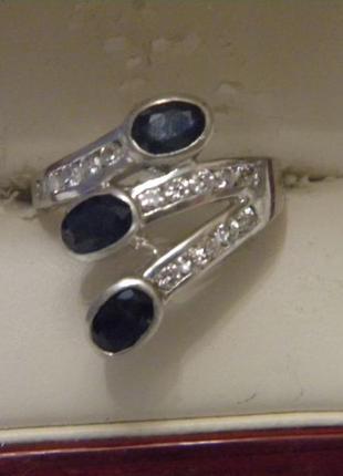 Кольцо камень сапфир серебро 925 украина №4574 фото