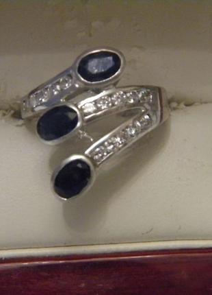 Кольцо камень сапфир серебро 925 украина №4575 фото