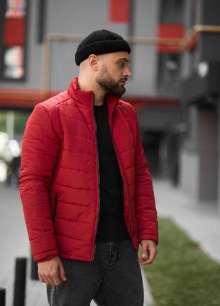 Теплая куртка мужская весенняя осенняя стеганая красная | куртки мужские весна осень7 фото