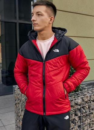 Удобная куртка мужская весна-осень стеганая красная с капюшоном | куртки мужские весна осень