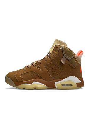 🔥мужские кроссовки nike air jordan retro 6 sand orange4 фото