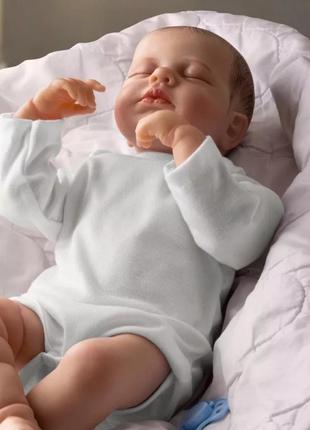 Спящая реалистичная кукла реборн 47 см, пупс похожий на новорожденного ребенка, красивый малыш с мягким телом1 фото
