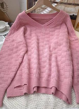 Стильный женский свитер оверсайз с разрезом 42/466 фото