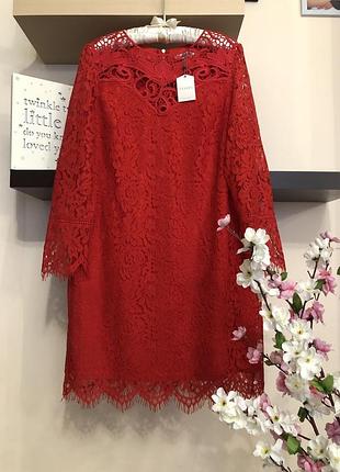 Шикарное дорогое кружевное платье свободного кроя, вечернее красное платье,