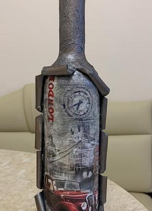 Пляшка декорована сувенір/подарунок автомобіль декупаж