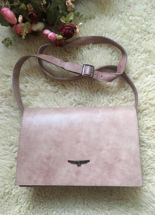 Классическая деловая женская сумочка "новая" из натуральной высококачественной кожи бежевая