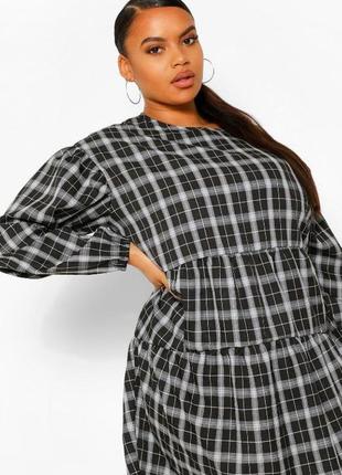 Платье в клетку с рюшами boohoo, xxxl