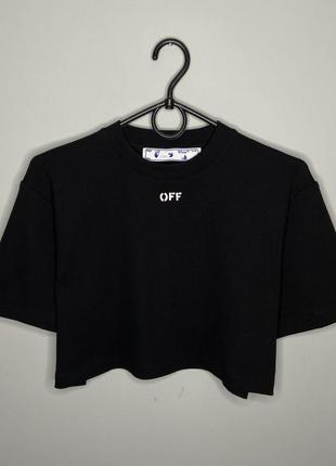 Кроп-топ off white ribbed crop top m-ка оригинал топик офф вайт футболка1 фото