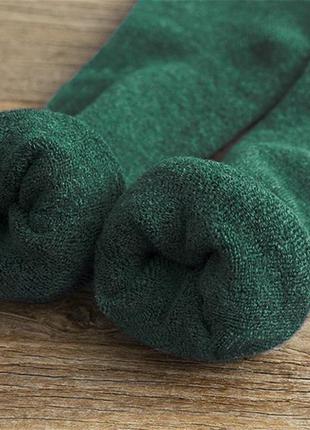 Женские носки зеленые с начесом 3610 до колена гольфы насыщенные махровые зимние гетры2 фото