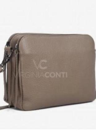 Virginia conti сумка кожаная мягкая женская сумка через плечо тауп1 фото