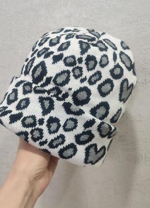 Шапка жіноча біні, зимова шапка леопардова2 фото