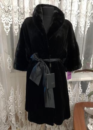 Норкова шуба шубка норка норочка плюшева цільна braschi італія black nafa