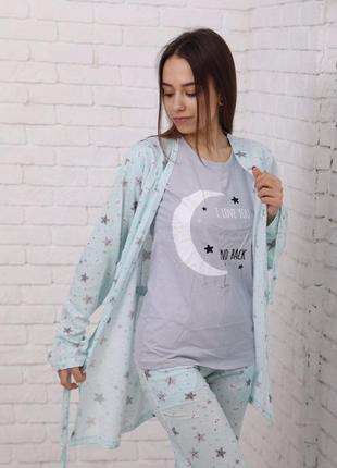 Pijamoni 5в1 халат-футболка-штани-маска-тапки 100%бавовна с, м, л, хл, туреччина3 фото