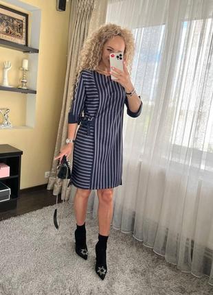 Женское  платье в полоску большого размера : 50 52 54 56 58