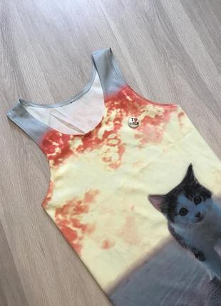 Майка футболка в 3д 3d принт з котом / майка с принтом котика кошка4 фото