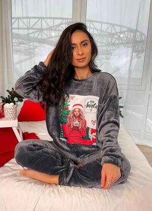 Дуже м'яка тепла та приємна жіноча махрова піжама кофта та штани 😍    10/99