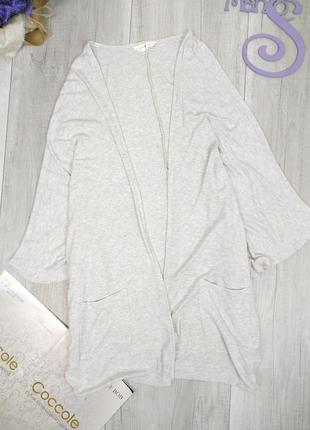 Кардиган женский m&s без застежки с карманами серый размер м (10)1 фото