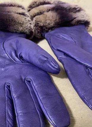 Стильні теплі перчатки з хутром4 фото