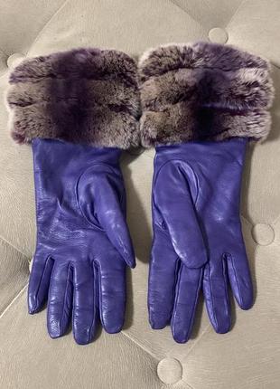 Стильні теплі перчатки з хутром2 фото