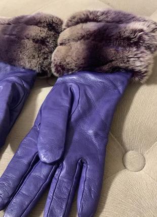 Стильні теплі перчатки з хутром5 фото