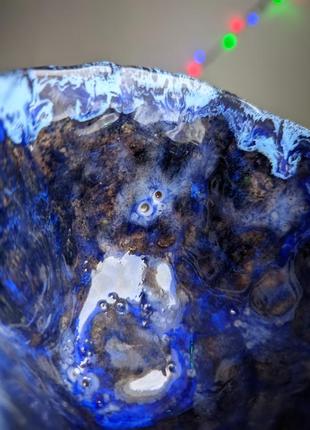 Бокал ручной работы керамика фужер синий авторский глина глазури3 фото