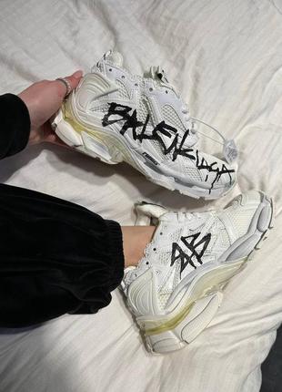 Balenciaga runner white graffiti, граффити1 фото