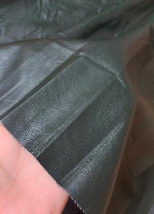 Изумрудная юбка миди кожаная юбка спідниця зеленая юбочка4 фото