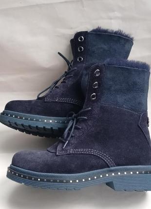 Bosca синие замшевые съемные ботинки ботинки с натуральным мехом1 фото