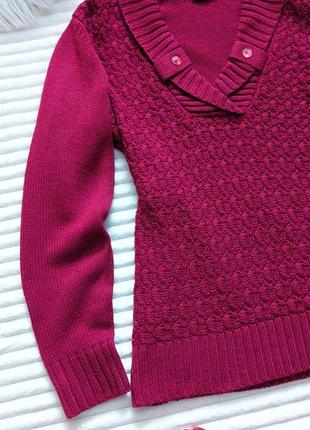 Вишитий теплий светр бордо 3