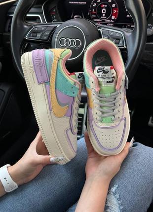 Женские кроссовки nike air force 1 shadow beige yellow mint <unk> найк форсы <unk> обувь <unk> весна, лето, осень <unk> кожа