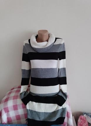 Длинный свитер платье машинная вязка