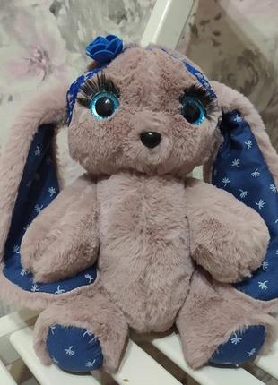 Меховая игрушка зайка розовый подарок девочке девушке 25см 02934