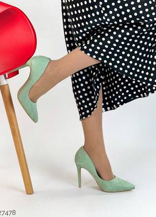Женские зеленые туфли3 фото