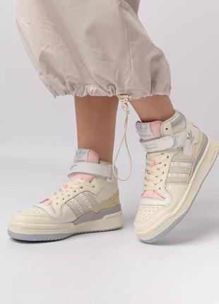 Женские кроссовки adidas originals forum 84 mid milk grey pink <unk> адидас <unk> весна, лето, осень <unk> кожа <unk> обувь
