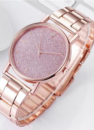 Часы наручные женские металлические цвета розового золота годинник1 фото