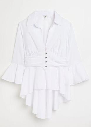 Біла блуза, рубашка з баскою river island4 фото