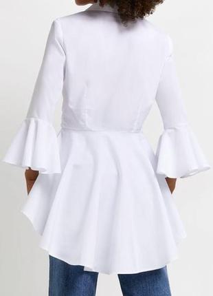 Белая блуза, рубашка с баской river island3 фото