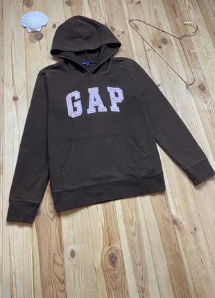 Коричневый худи gap с большим логотипом