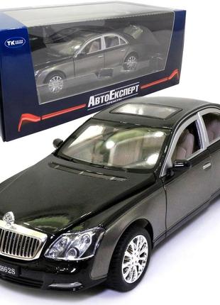 Машинка игровая maybach 62s «автоексперт» премиум майбах металл черный с серебром свет звук 20*6*7 см