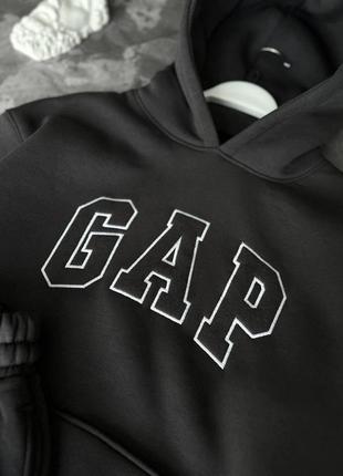 Спортивный костюм мужской gap геп двойка (худи и штаны) цвет графит | теплый спортивный мужской костюм2 фото
